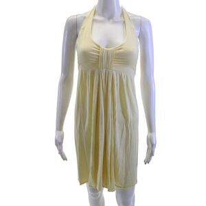 Michelle Jonas Womens Sundress Yellow Tie Waist Sleeveless Knee Length Size S